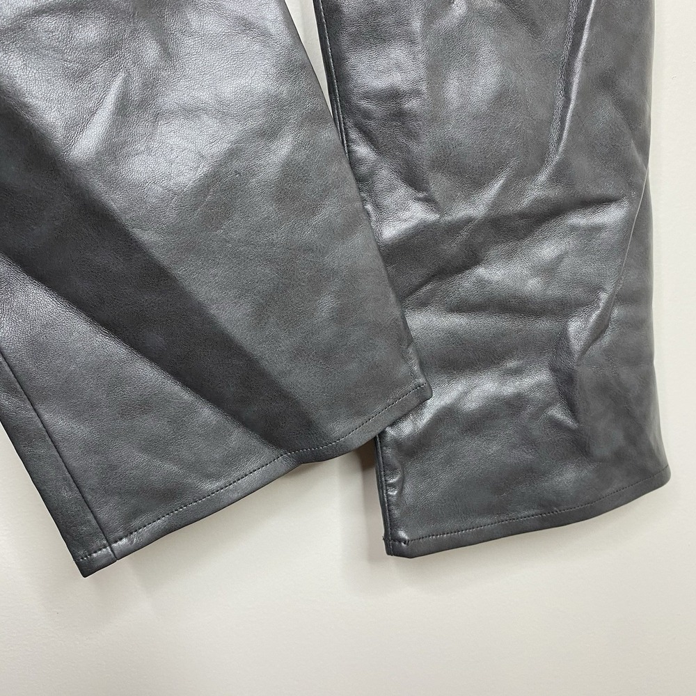 AGOLDE Sloane Recycled Leather-Blend Mid-Rise Straight-Leg Pants Dark Gray - Picture 6 of 15